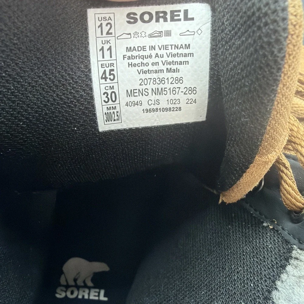 Sorel Buxton Lite Waterproof Duck Boots Men's 12 Brown Black Winter Snow